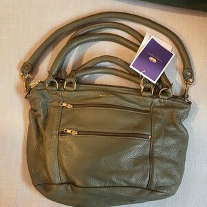 Deadly Ponies NWT Elegant Olive Green Leather Shoulder Bag